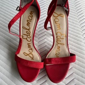 Red Suede Sam Edelman Strappy Heels